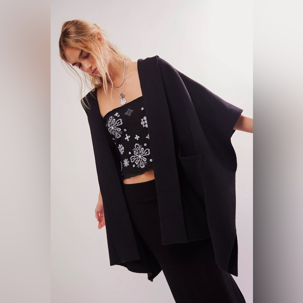 Free People Hooded Kimono in Black.